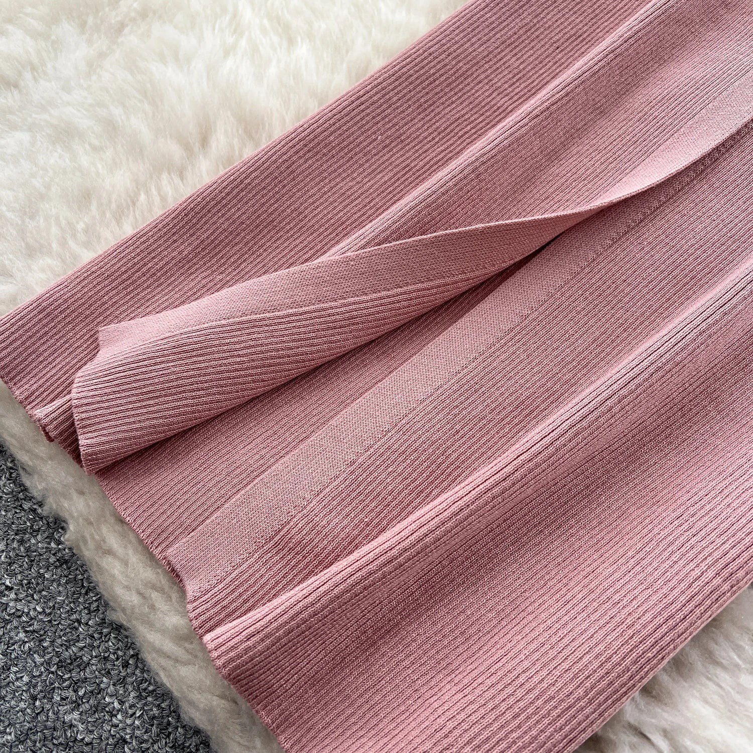 Elegant Solid Knitted O Neck Sleeveless Midi Dress Buttons