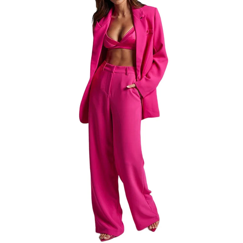 Women Blazer Set Two Piece Suit For Office And Trendy