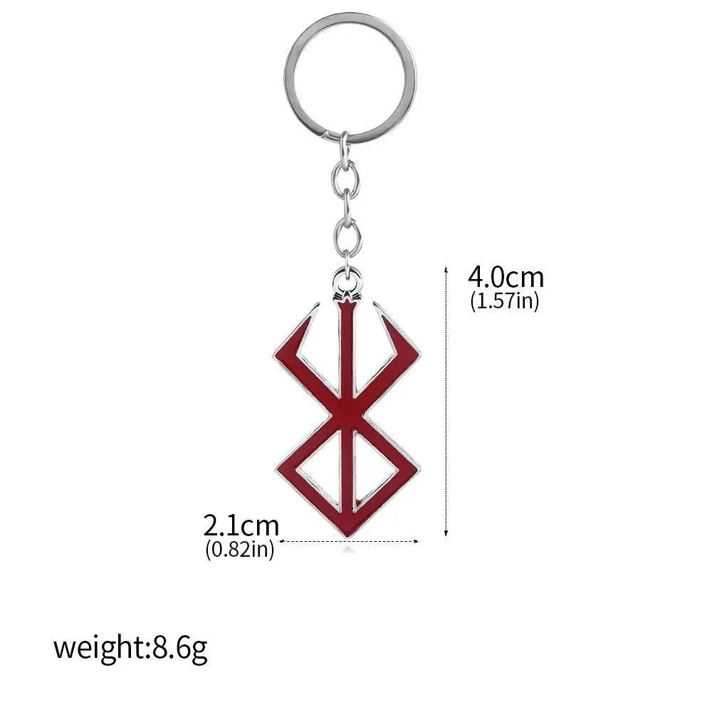 Anime Red Skull Keychain Berserk Warrior Griffith Guts Keyring Cosplay Prop Gift for Men and Women