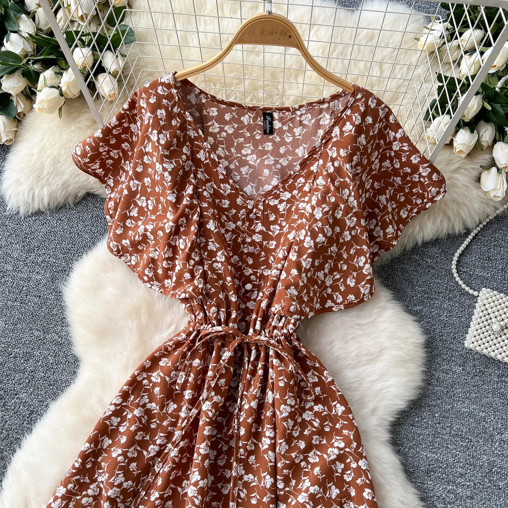 Floral Print Sundress V Neck A Line For Summer Party