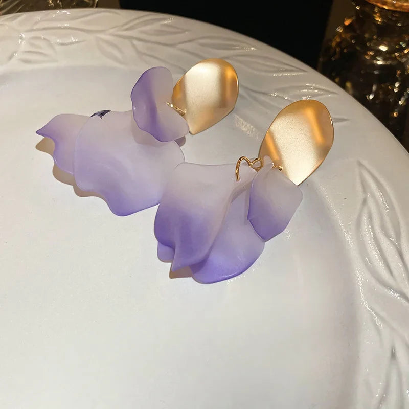 Stylish Multicolored Flower Earrings for Women Delicate Petal Tassel Stud Earrings Perfect for Everyday and Party Accessories