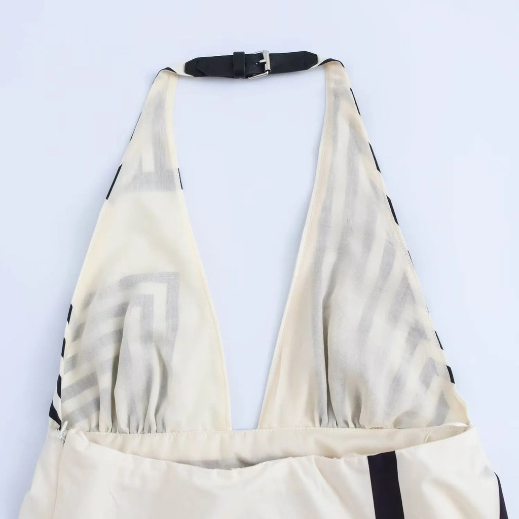 Casual Loose Striped Midi Dress For Women Street Style