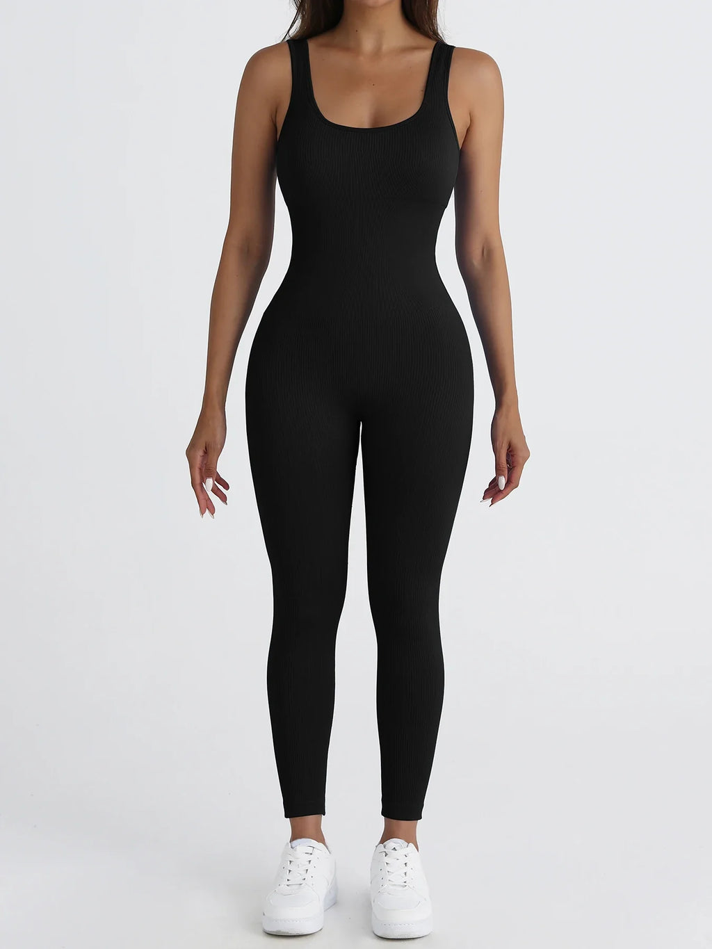 Women's Fitness Seamless Sleeveless Jumpsuit with Corset Waist Casual Outdoor One-Piece Overalls Pants Set