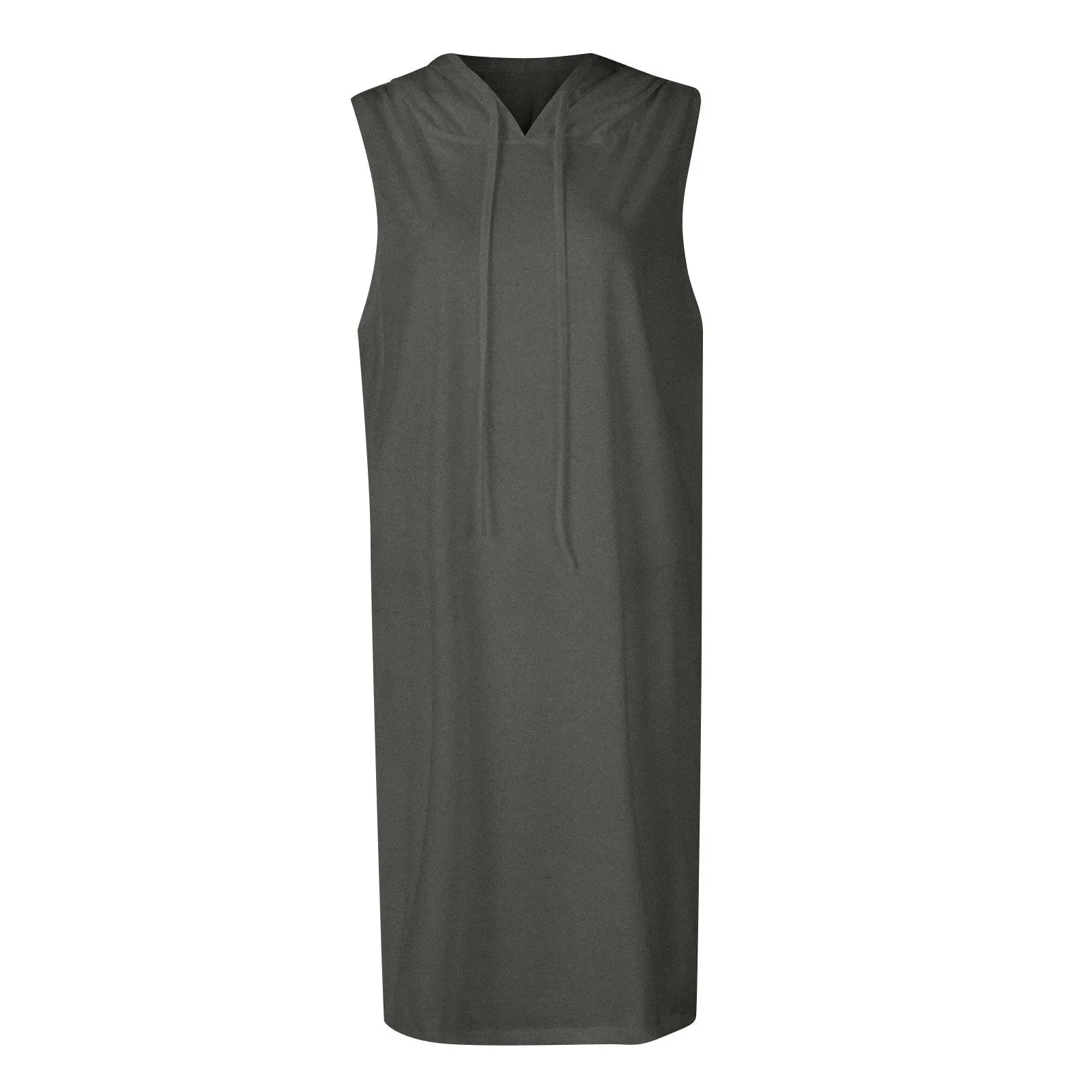 Womens Sleeveless Hoodie Dress With Drawstring Streetwear