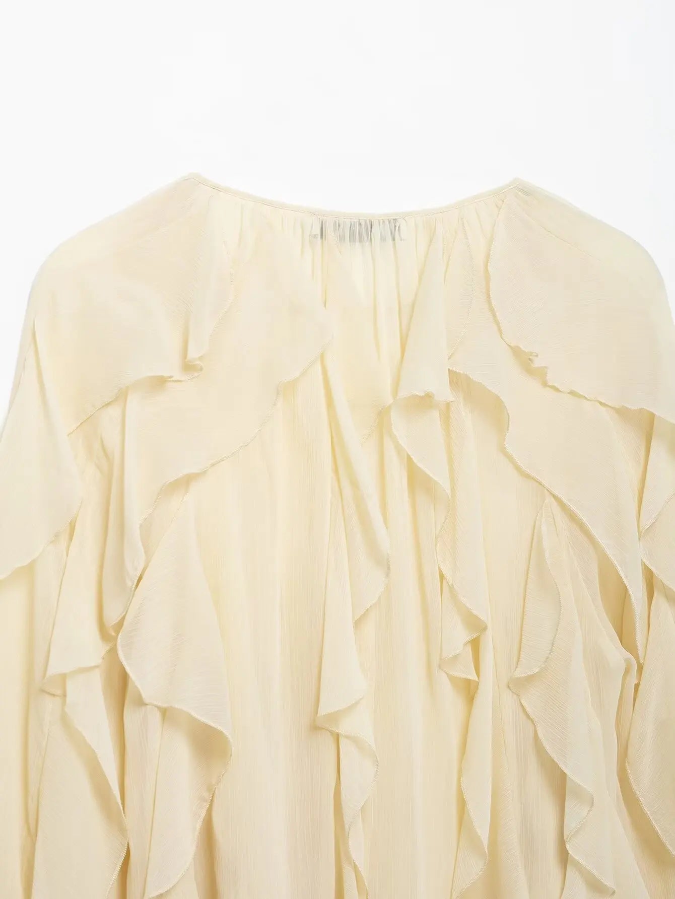 Women's Burgundy Ruffle Layer Casual Blouse Long Sleeve Loose Fit Button-Front Shirt High Street Fashion Top