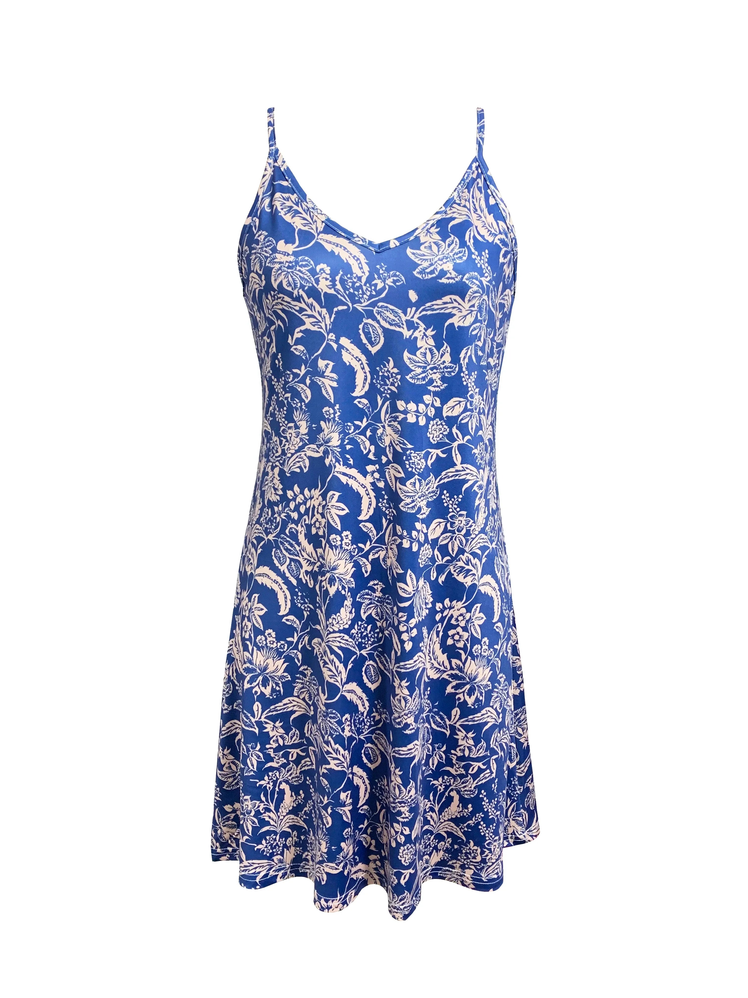 Plant Print Spaghetti Strap Summer Vacation Dress Chic