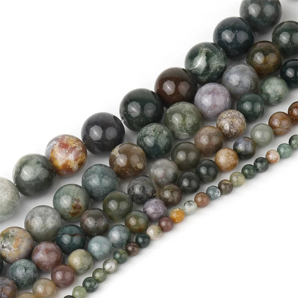 Natural Indian Agate Round Loose Spacer Beads for Jewelry Making and DIY Charm Bracelets and Necklaces