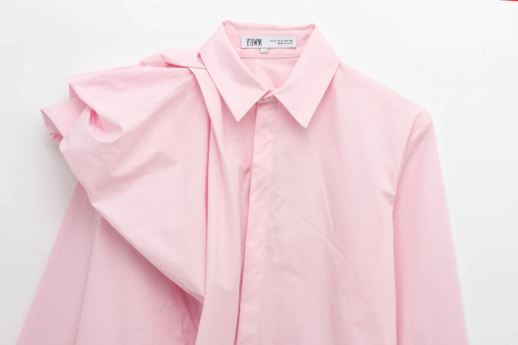 Women's Romantic Fluffy Poplin Shoulder Shirt Solid Color Versatile Fashion Top