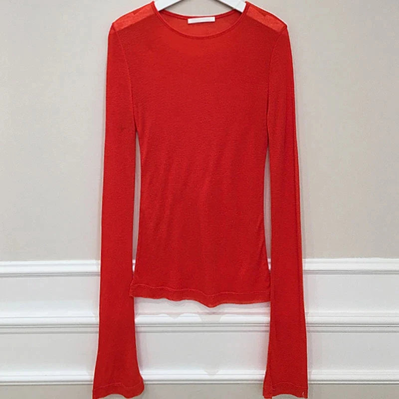 Korean Style Long Sleeve Slim Fit Women's T-Shirt Basic Elasticity Top