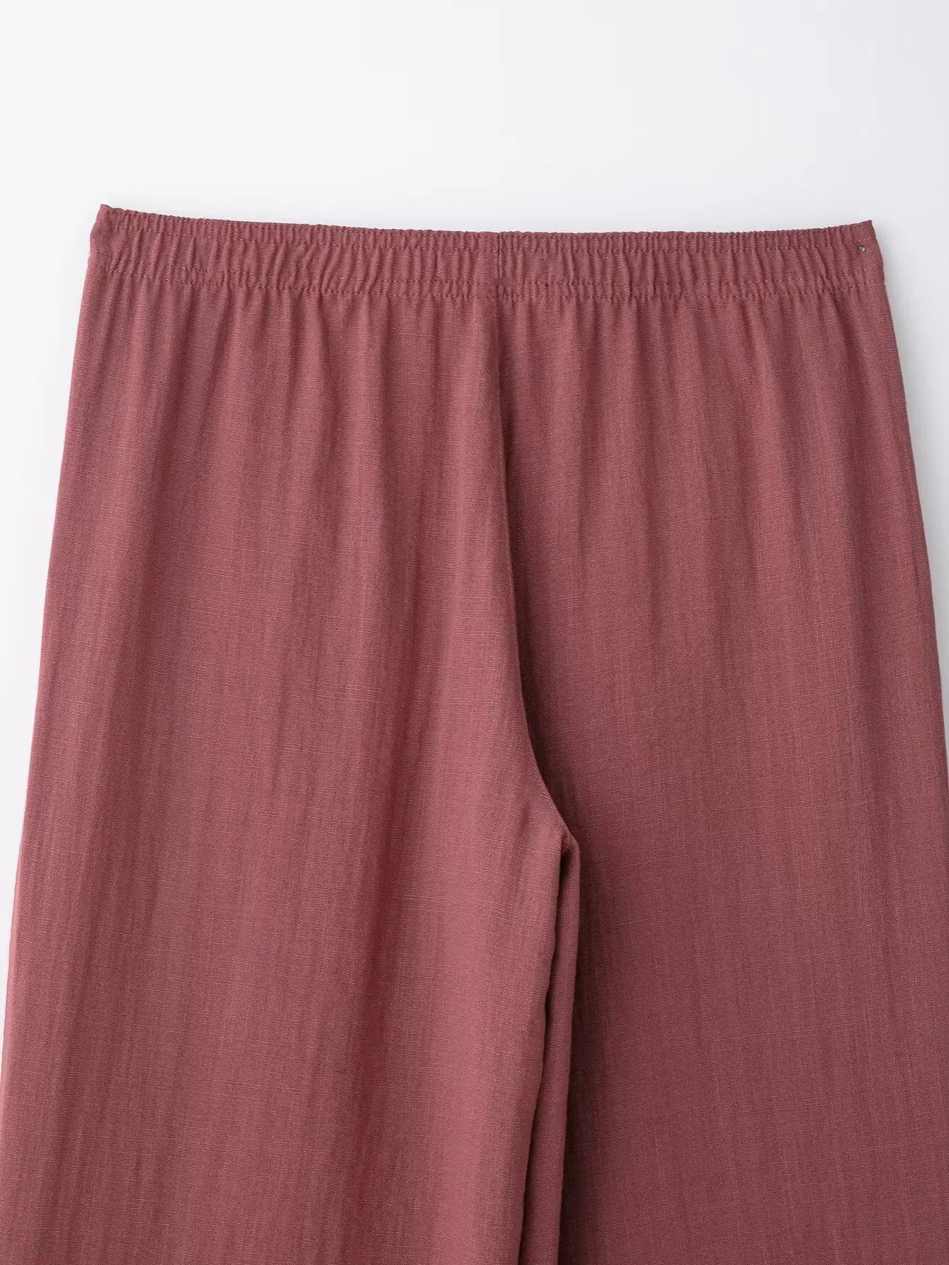 Women's V-Neck Long-Sleeve Side Tie Kimono Top and Elastic Waist Trousers Casual Chic Suit