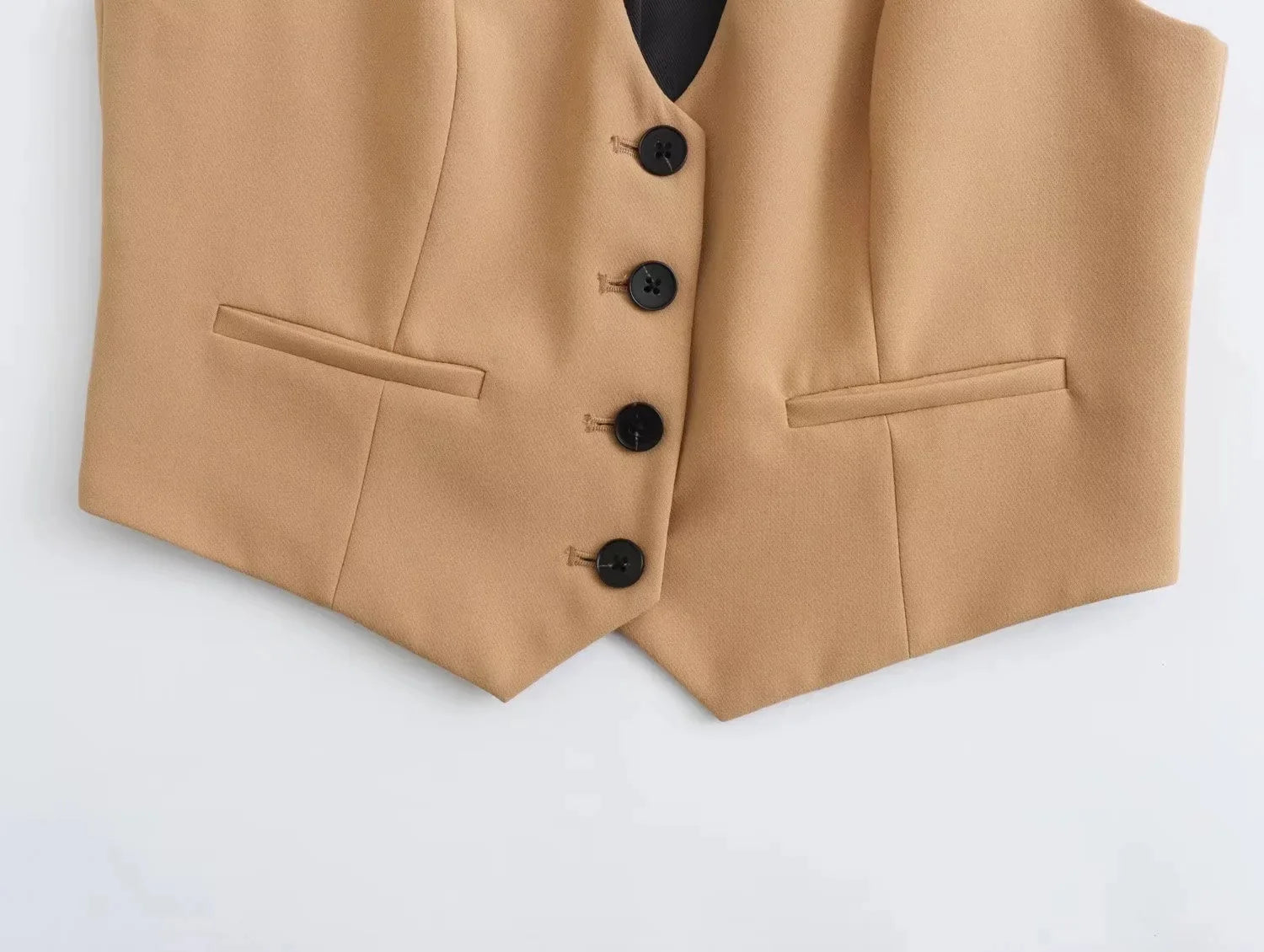 Casual Solid Color V Neck Sleeveless Single Breasted Vest With Elegant Mid Waist Wide Leg Pants Set