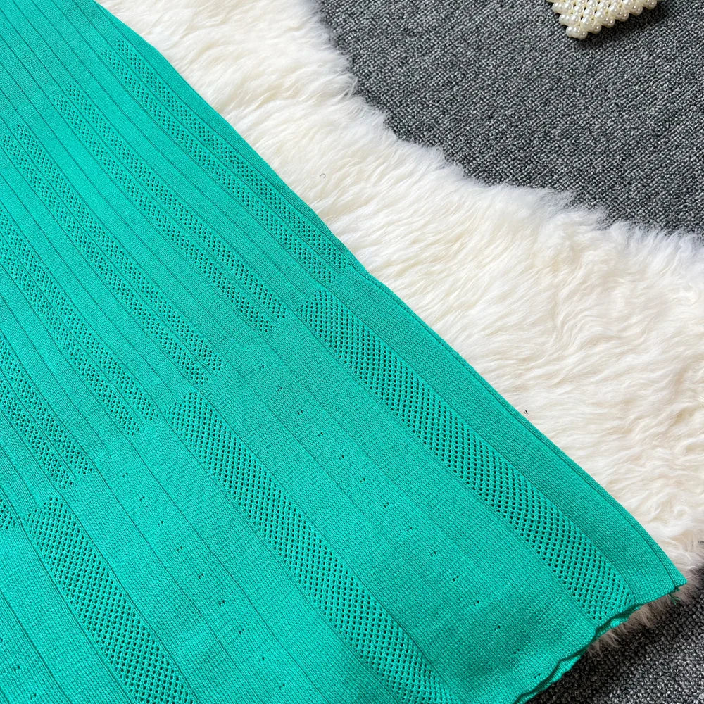 Knit Bodycon Maxi Dress With Short Sleeves O Neck Stylish