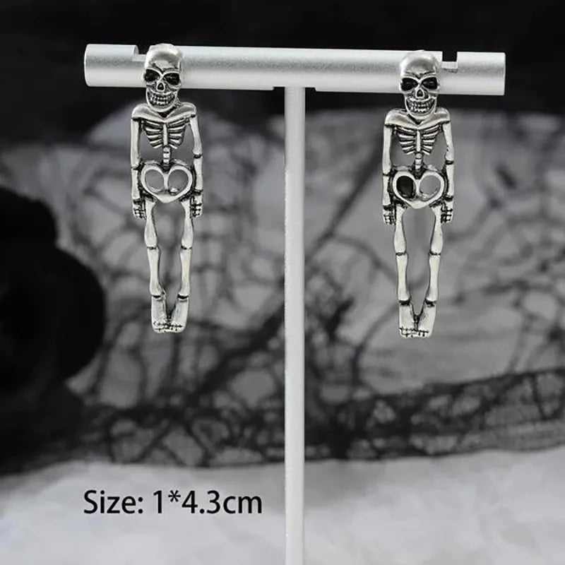 Halloween Skull Skeleton Dangle Earrings for Women Fashion Punk Charm Ghost and Spider Web Jewelry Gift