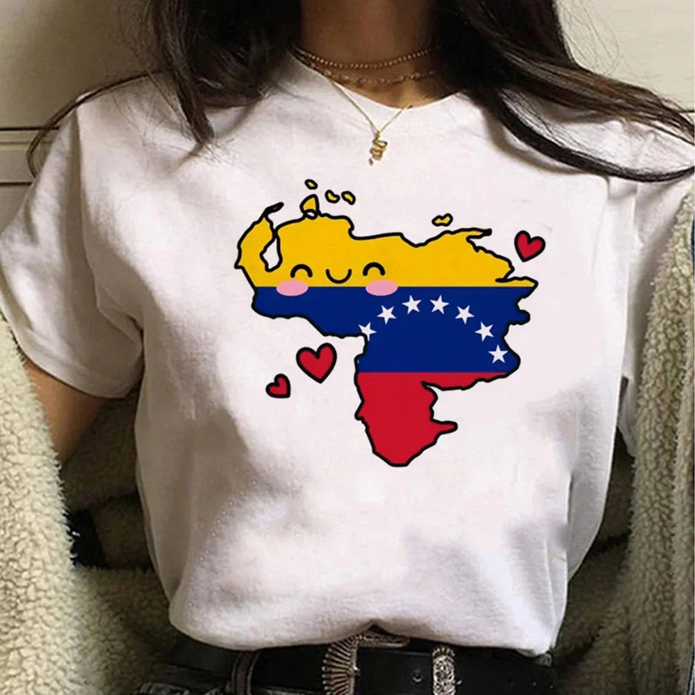 Venezuela Anime Manga T Shirt for Women Harajuku Style Comic Designer Tee