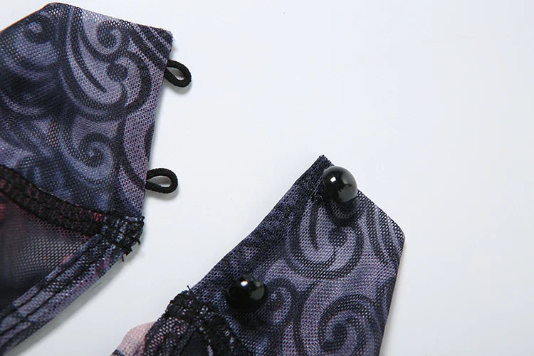 Colorful Mesh Print Jumpsuit for Women Sheer Backless Summer Clubwear Peach Buttocks Contour Tight Fit Overalls