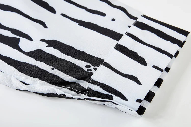 Fashion Printed Loose Long Sleeve Shirt and Straight Leg Pants Set for Women