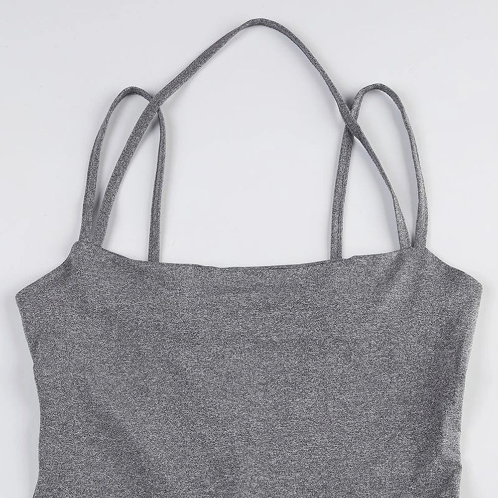 Womens Sexy Bodycon Skinny Yoga Playsuit One Piece Spaghetti Strap Camisole Romper Stretch Fitness Activewear