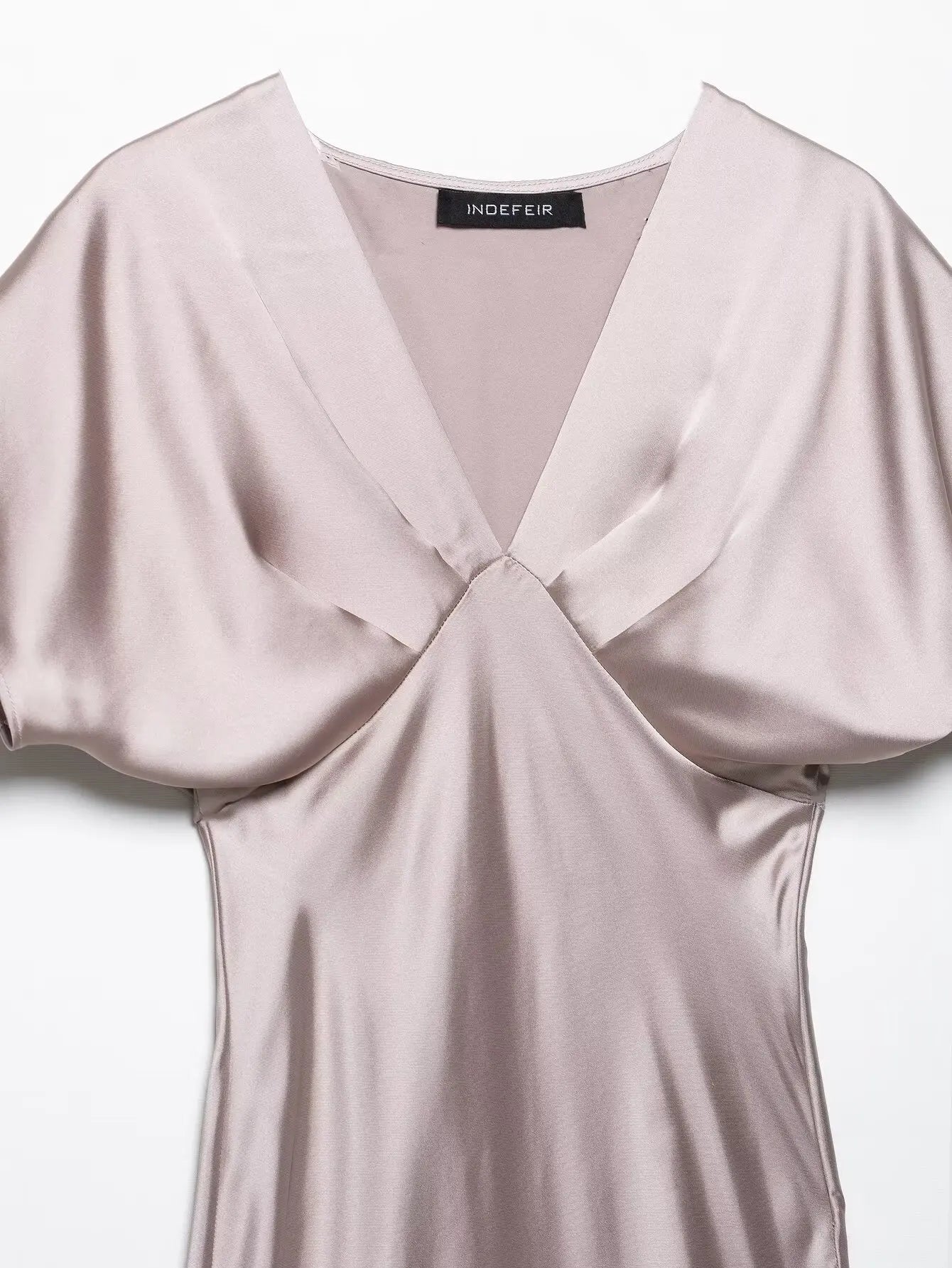 Satin V Neck Long Dress For Women Elegant Party Gown