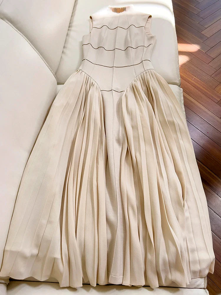 Elegant Square Collar Sleeveless High Waist Summer Dress