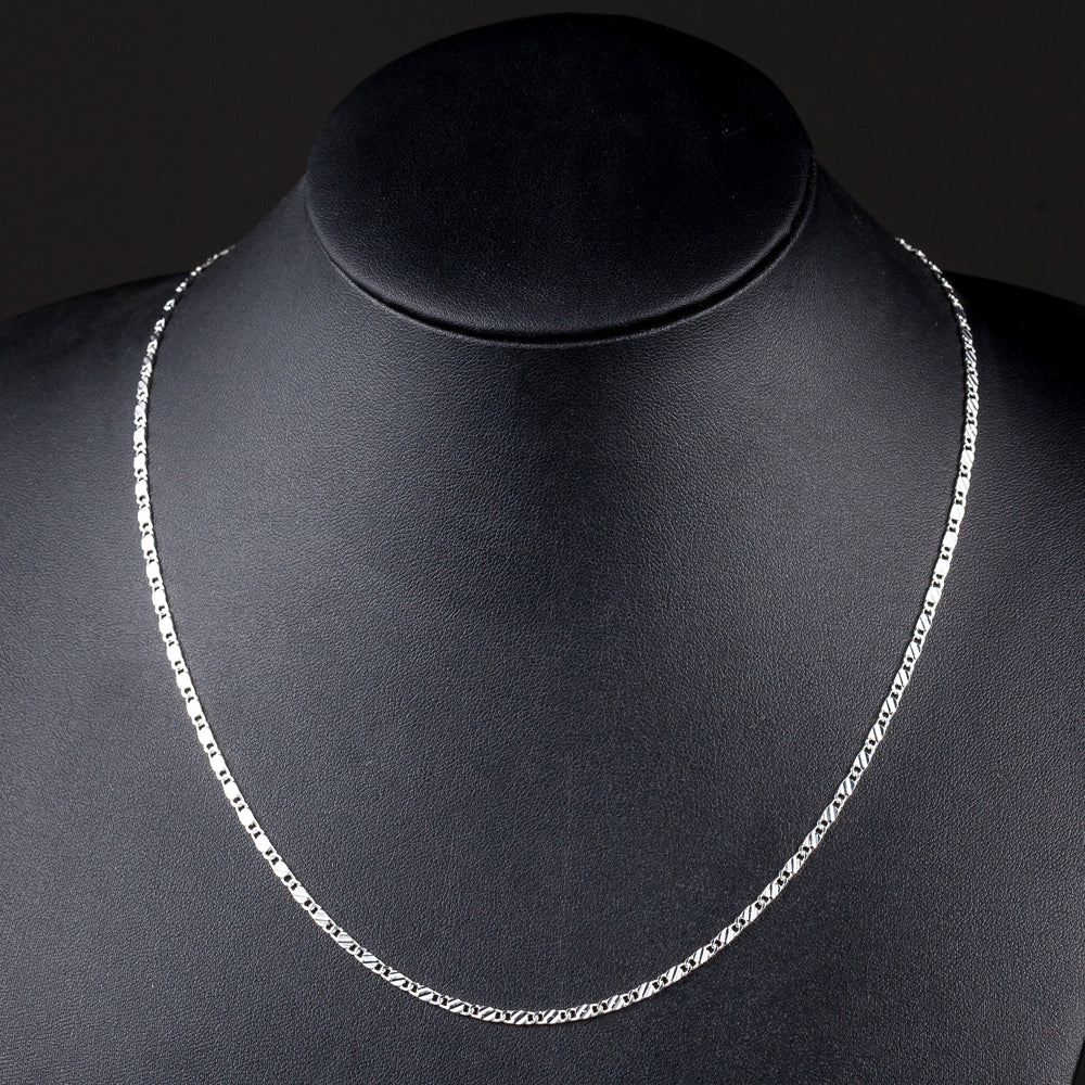 Luxury 2MM Silver Clavicle Chain Necklace for Men and Women Wedding Jewelry Christmas Gifts 16-30 Inches