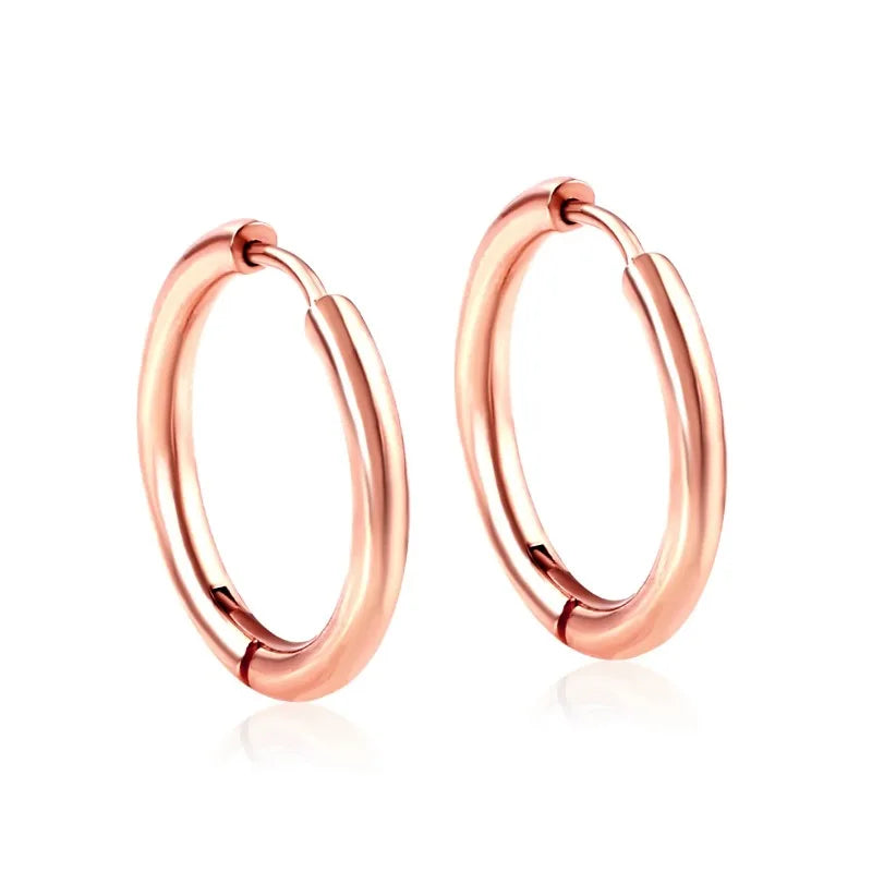 Small Hoop Earrings for Women and Men in Silver Stainless Steel, Hypoallergenic Round Circle Design, 2Pcs Set