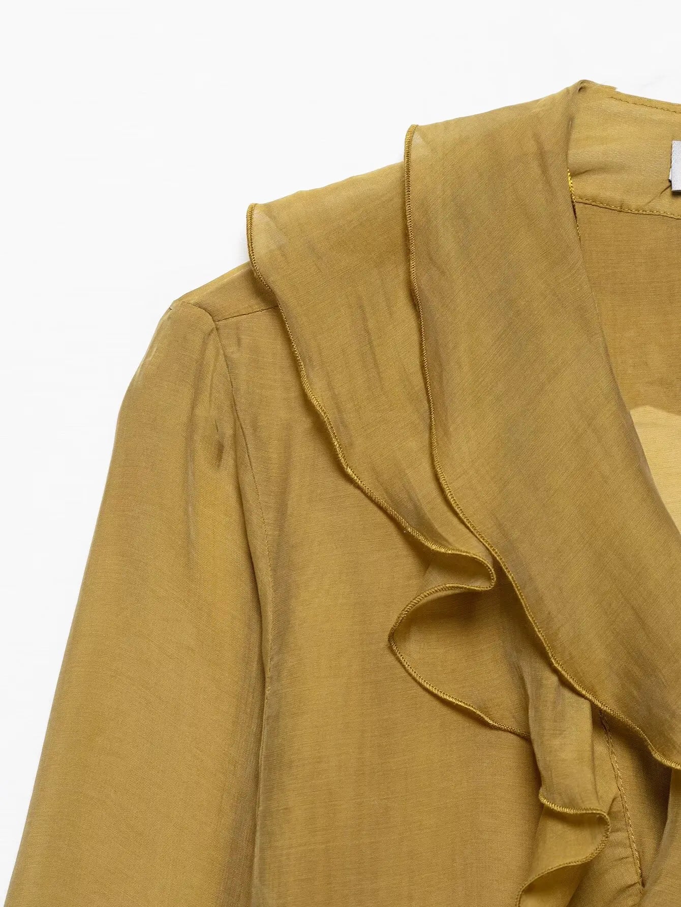 Laminated V Neck Long Sleeve Casual Shirt for Women with Versatile Temperament and Elegant Fit