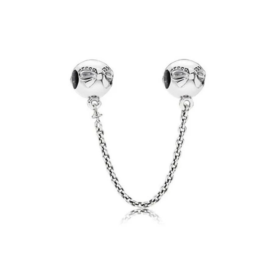 DIY Love Heart Family Safety Chain Bracelet with 925 Silver Star Clip Bead and Flower Charm Gift