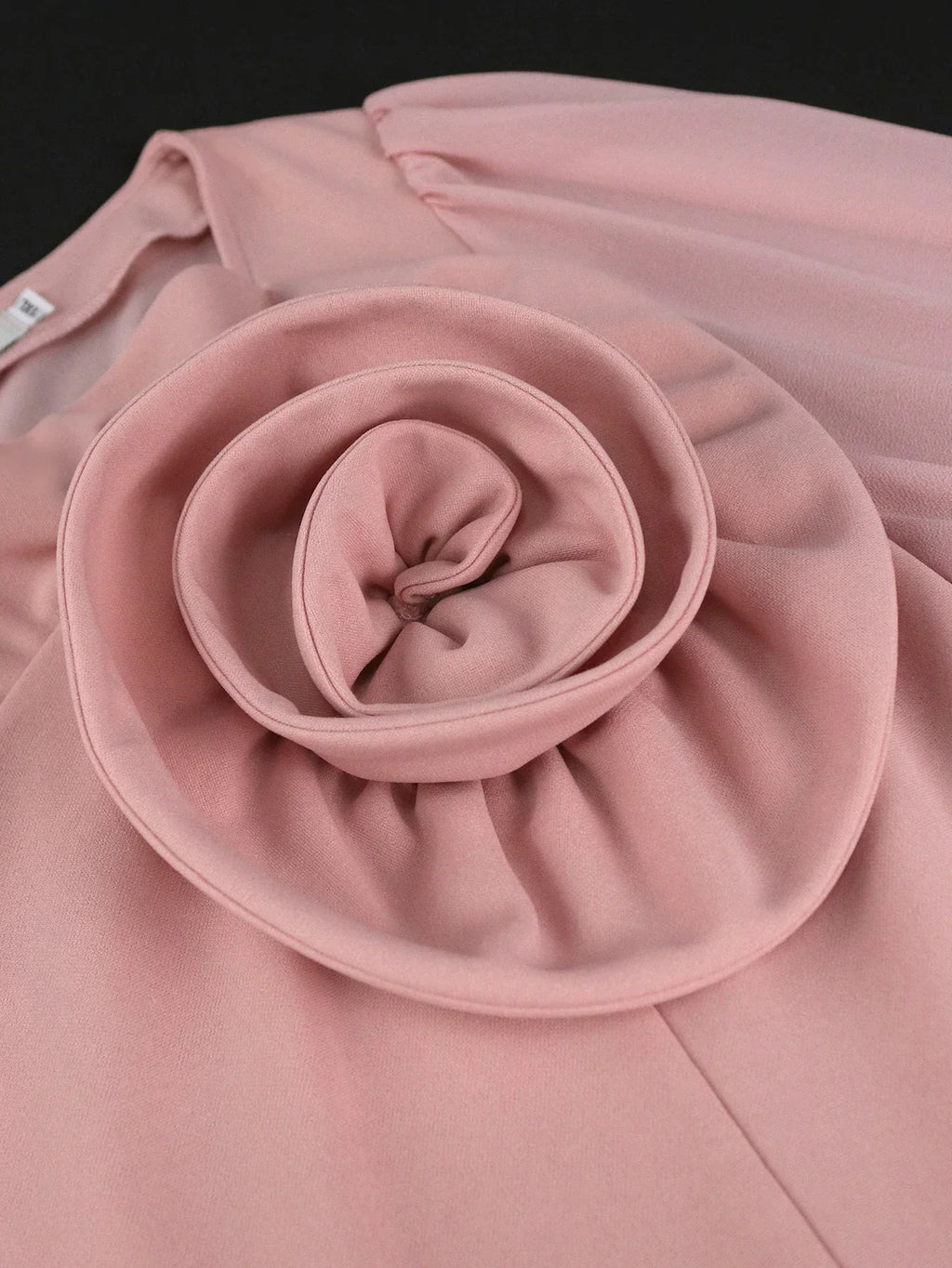 Pink Pleated Church Dress With 3D Rose For Wedding Guest