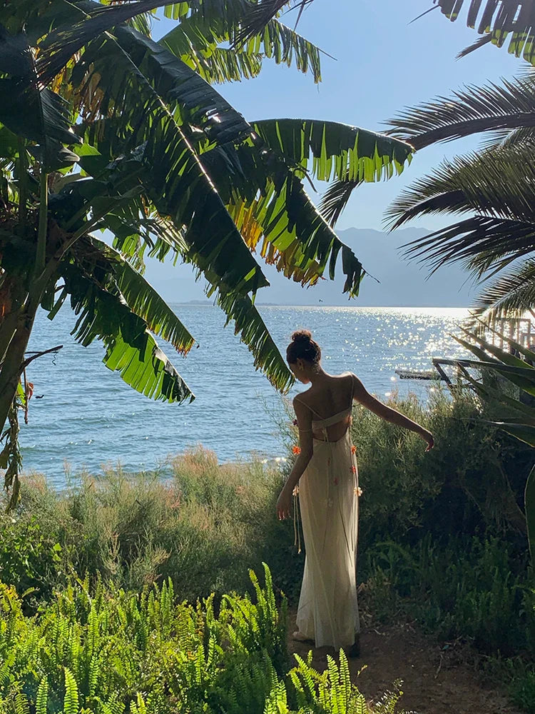 Boho Flower Maxi Dress Spaghetti Strap Beach Party