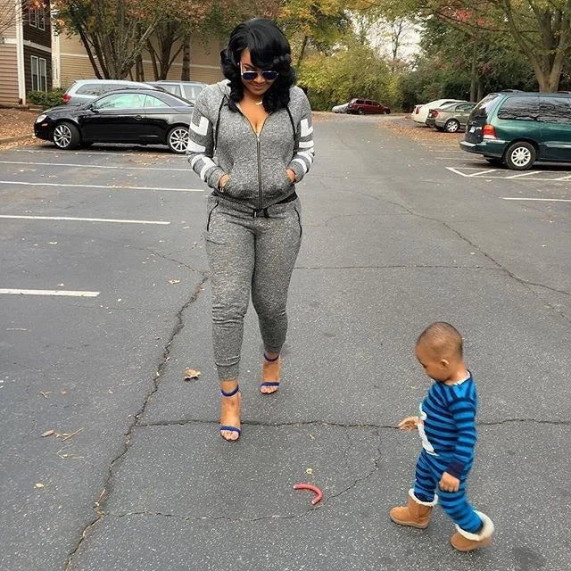 Casual Grey Two Piece Women's Tracksuit Set Hoodie and Jogging Pants Plus Size Sportwear Harajuku Style