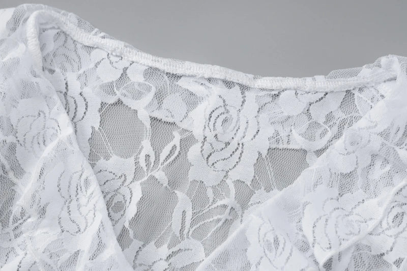 Mesh Floral Print Deep V Neck Lace Up Mini Dress See Through