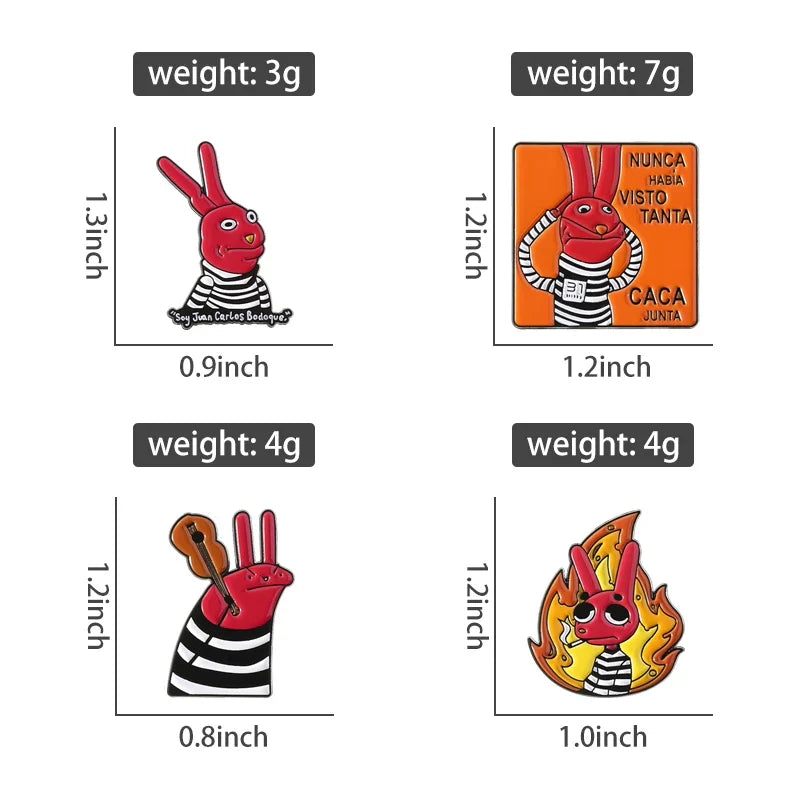 Humorous Anime Character Enamel Pins Red Eared Rabbit Brooch for Backpack and Jewelry Gifts