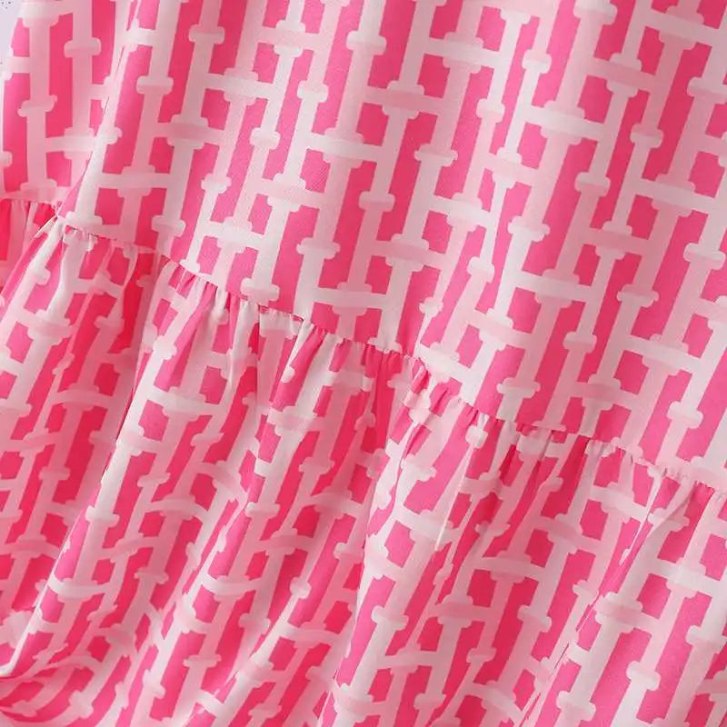 Boho Printed Sundress Knee Length Short Sleeve Dress