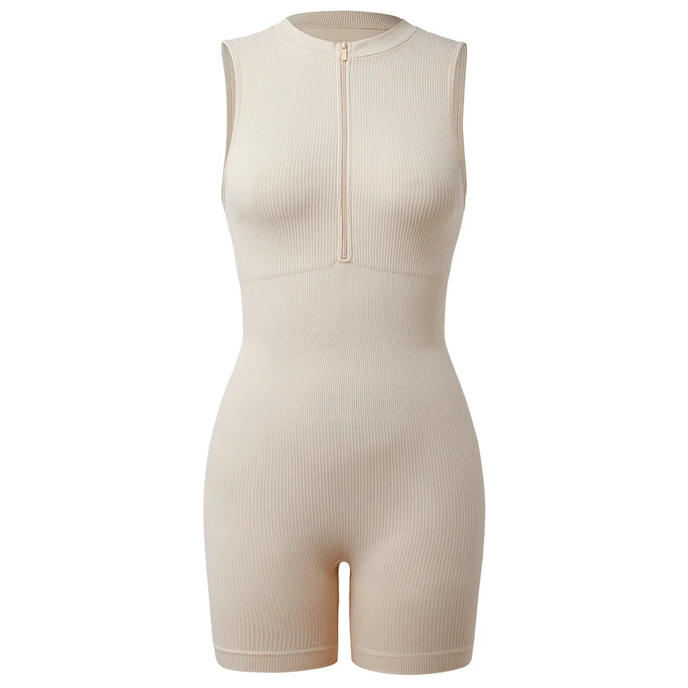 Zipper XL Size Sleeveless Jumpsuit Bodysuit for Women Summer Romper Overalls Streetwear Fashion Outfits