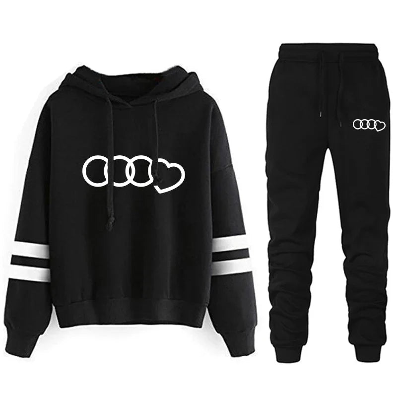 Casual Women's Sweatshirts with Hoodies and Jogging Tracksuit Sports Suit for Outdoor Activities