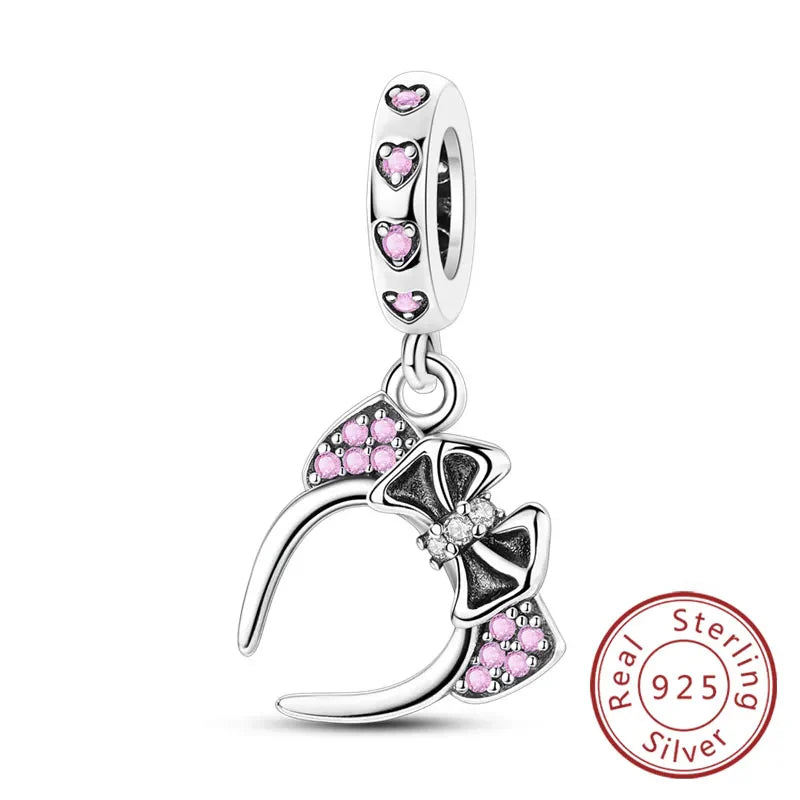Fit 925 Sterling Silver Bow Perfume Bottle Pink Charms Beads for Women DIY Jewelry Gifts