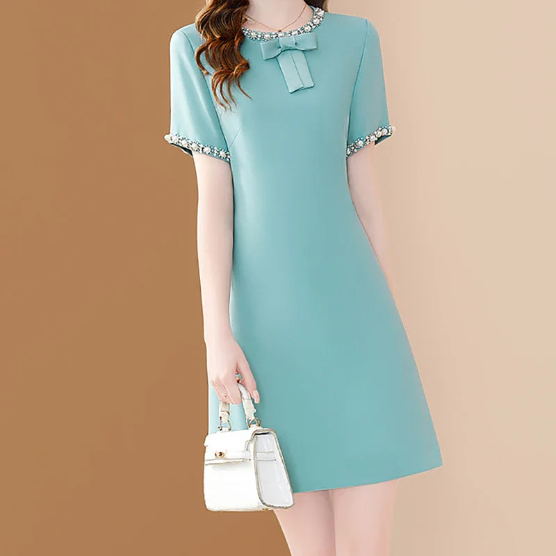 Embroidered Flare Dress For Women Office A Line Style