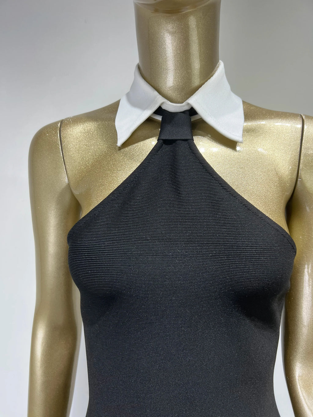 Patchwork Backless Mini Bandage Dress For Evening Party