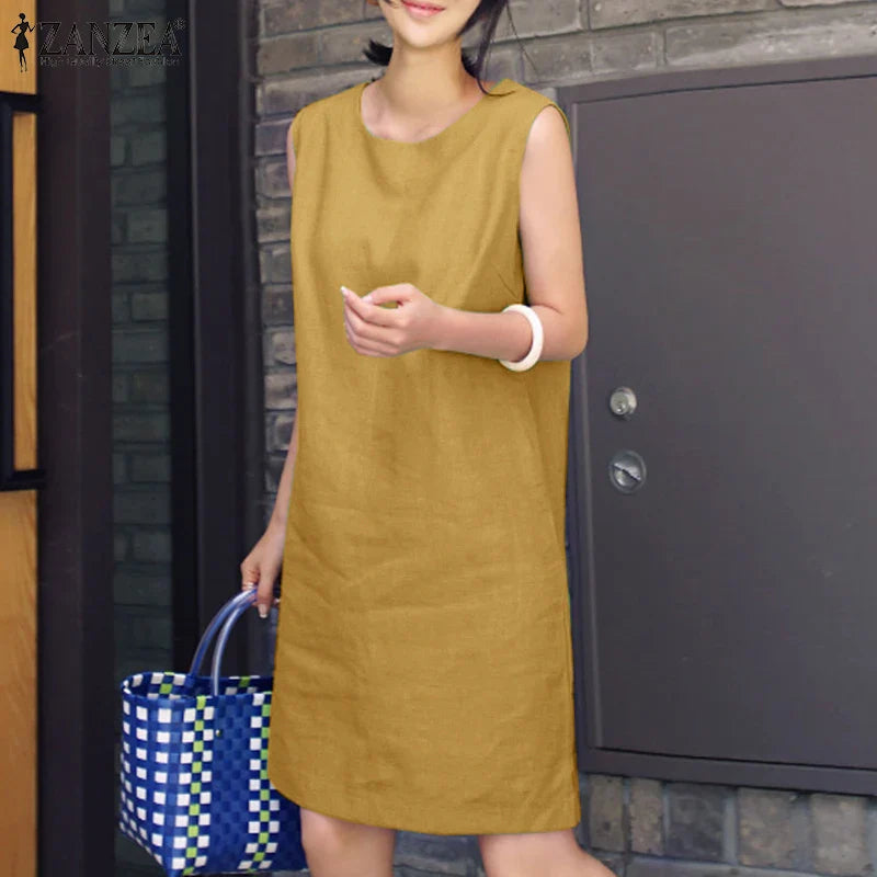 Casual Cotton Sundress For Women Sleeveless Summer Dress
