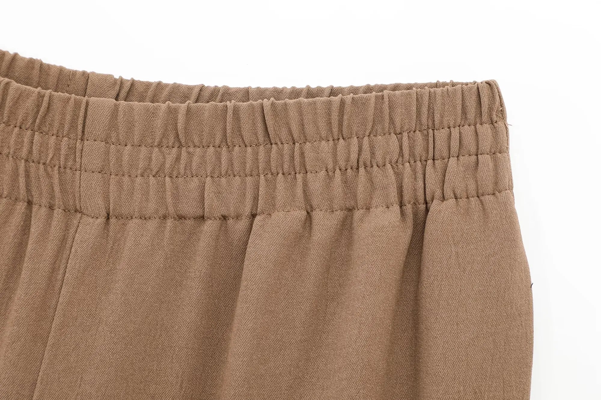 Women's Collared Roll-Up Sleeve Shirt and Drawstring Waist Wide Leg Pants Set