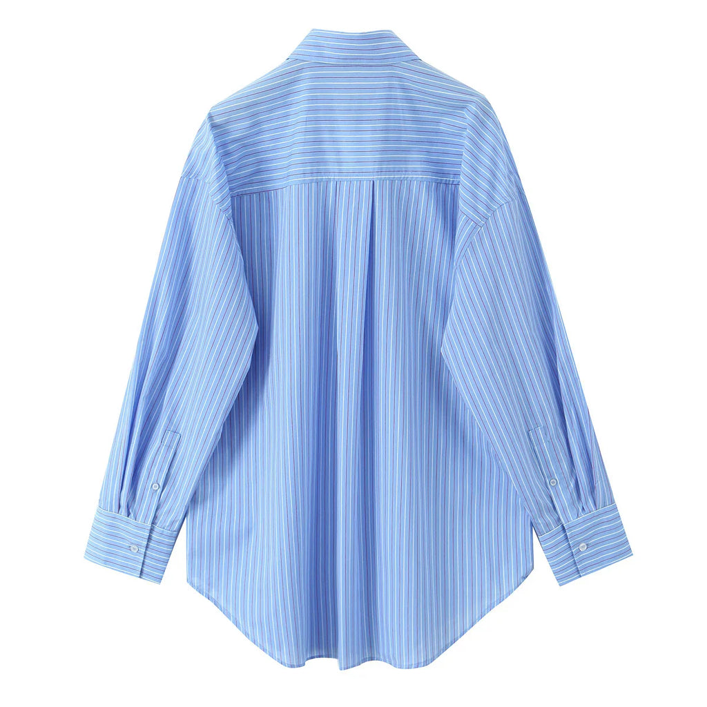 Fashionable Stripe Shirt and Wide Leg Pants Set for Women Casual Spring Outfit