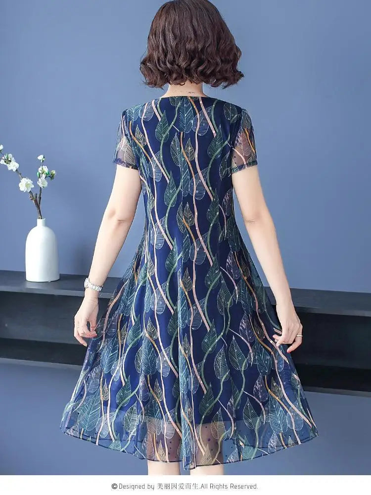 Casual V Neck Midi Dress For Women Chiffon A Line Summer