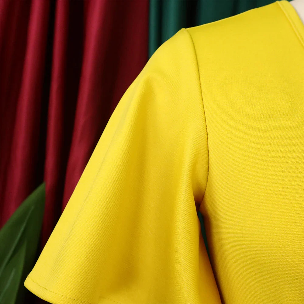 Elegant Womens Belted Round Neck Ruffle Sleeve Midi Dress