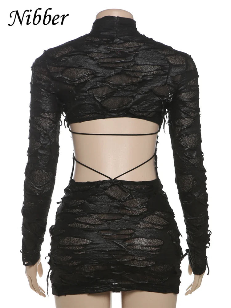 Distressed Backless See Through Bodycon Dress For Women