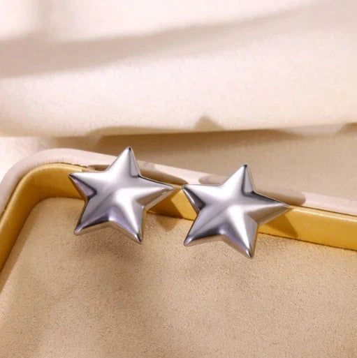 Stainless Steel Star Hoop Earrings for Women in Luxury Gold Color - Trendy Ear Jewelry Gift for Her