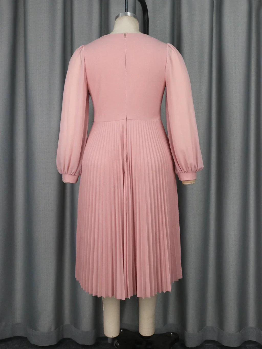 Pink Pleated Church Dress With 3D Rose For Wedding Guest