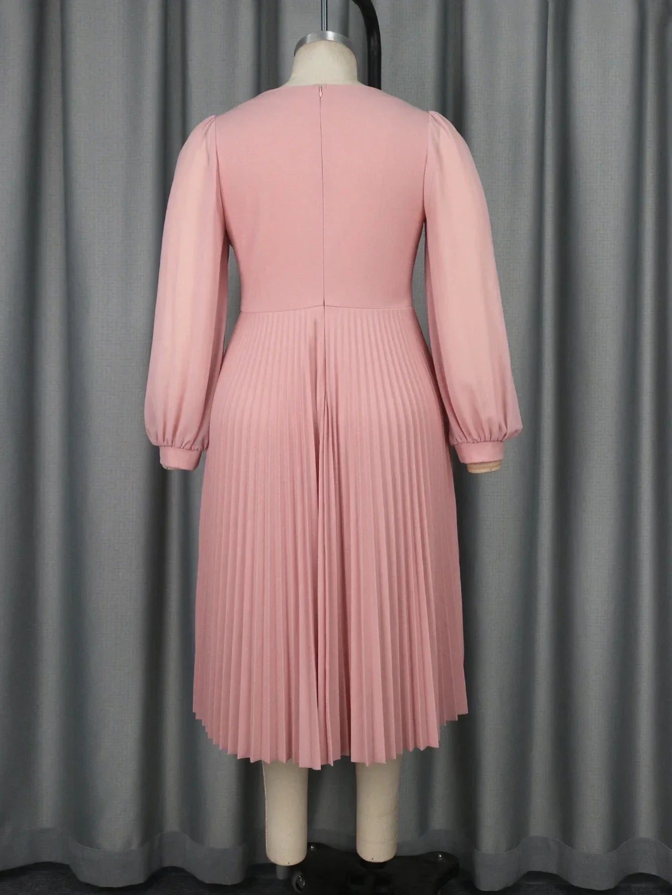 Pink Pleated Church Dress With 3D Rose For Wedding Guest