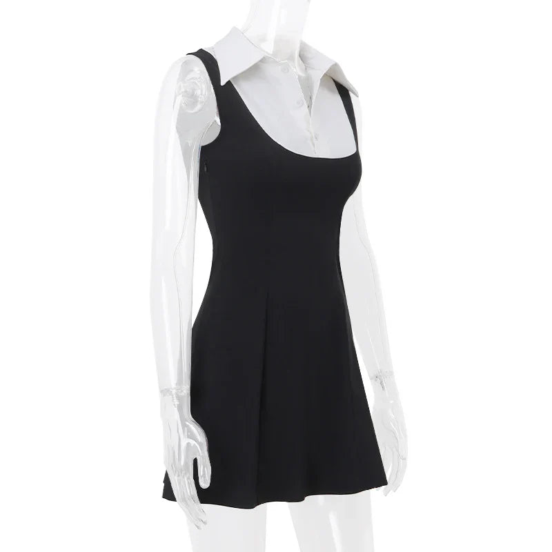 Y2K Sleeveless Mini Dress Slim A Line Summer Style