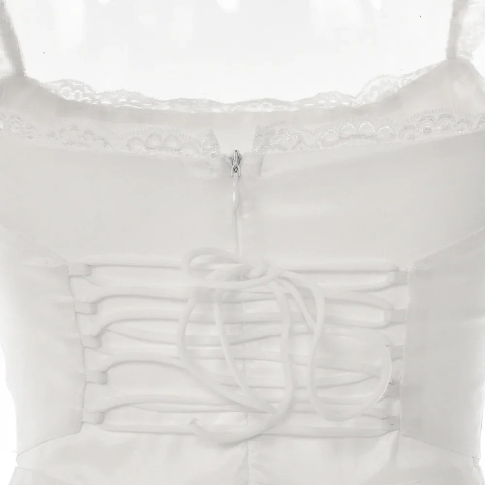 Women Lace Dress Backless Summer Sleeveless Beach Party