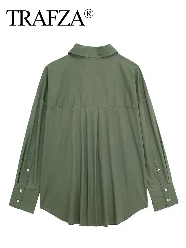 Women's Casual Striped Single Breasted Long Sleeve Lapel Blouse Elegant Solid Color Office Shirt Chic Top